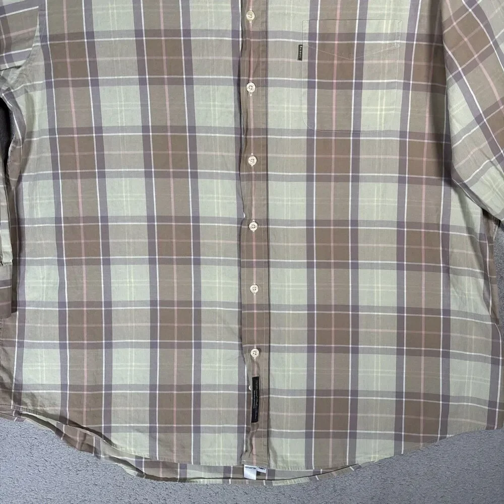 Barbour Shirt Men’s Size XL Plaid Button Up‎ Long Sleeve Camping Earth Tones